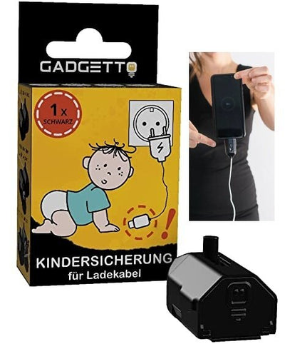 Gadgetto Patented Autolock Charging Cable Protector | Child Safety Device I Device Protection I Babies & Children I Pet Safe Cable Protector | Black